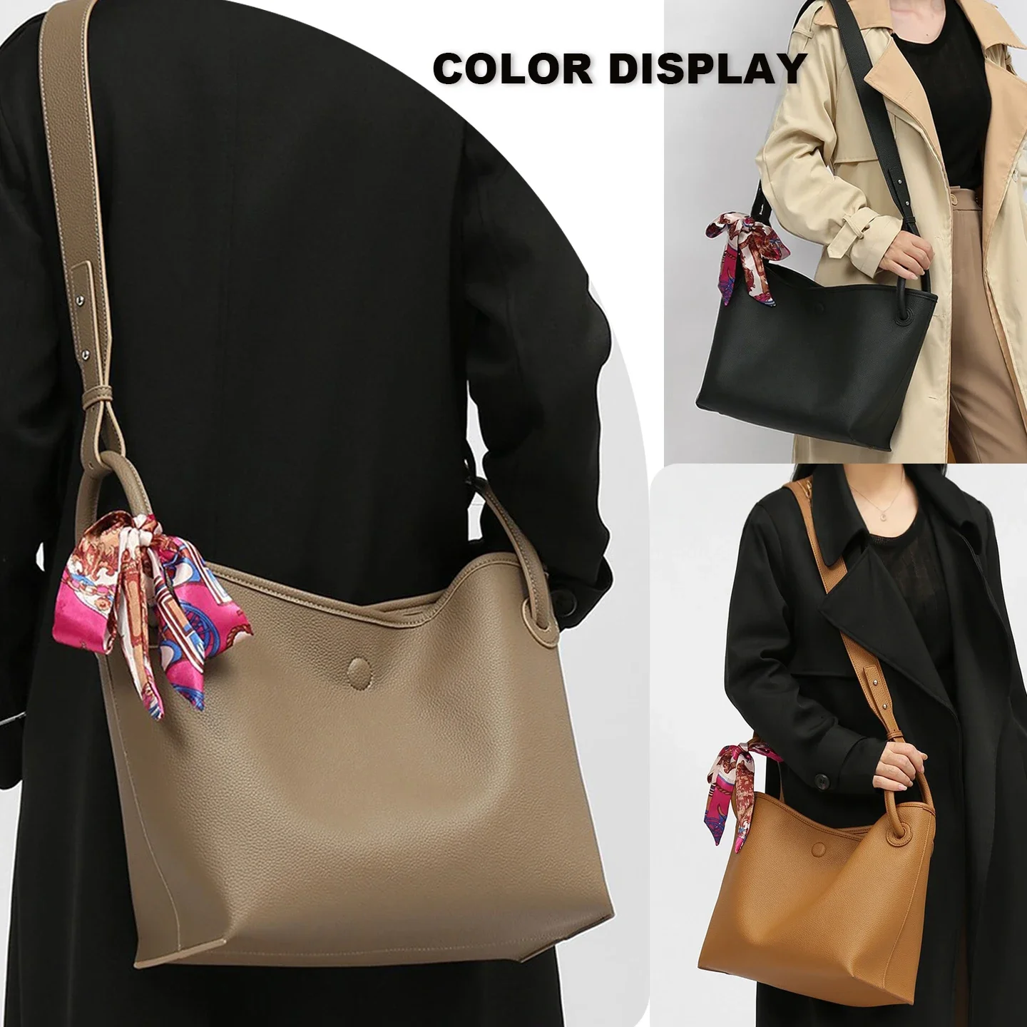 라이트 럭셔리 고급 여성용 토트백 PU 가죽 솔리드 컬 - Luxury Bags & Leather Repair Of Atlanta Photos 리뷰 및 가격