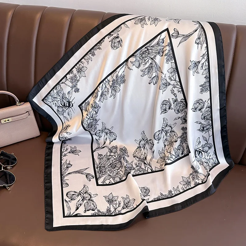여성용 플라워 프린트 실크 스퀘어 스카프, 럭셔리 풀라 - Luxury Bags In China 리뷰 및 가격
