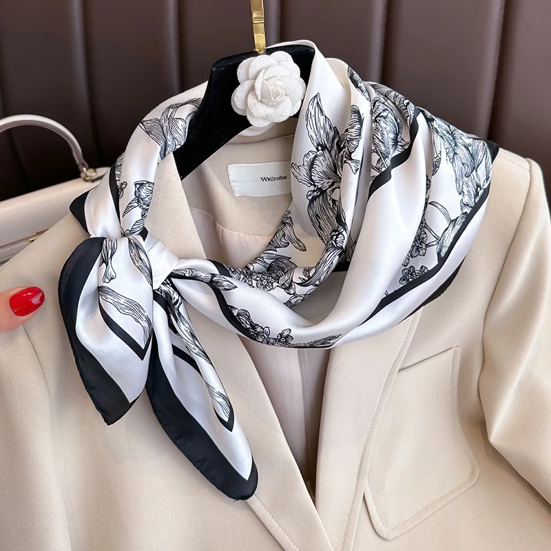 여성용 플라워 프린트 실크 스퀘어 스카프, 럭셔리 풀라 - Luxury Bags In China 리뷰 및 가격